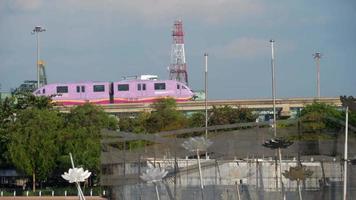 SENTOSA ISLAND, SINGAPORE NOVEMBER 24, 2018 - Sentosa Express monorail train connecting Harborfront and Sentosa Island on Singapore video