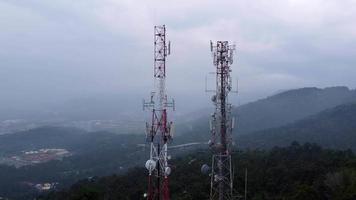 Aerial ascending telecommunication tower video