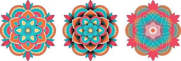 Set of vintage mandala with thin lines vector