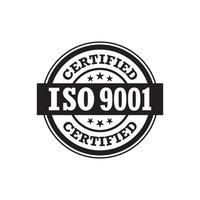 ISO 9001 certified label, vector illustration