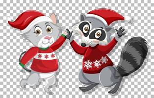 Christmas cartoon character on grid background vector