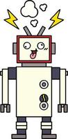 robot roto loco de dibujos animados lindo vector