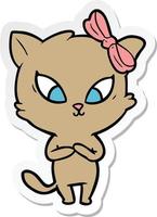 sticker of a cartoon cat vector