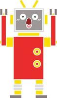 flat color retro cartoon robot vector