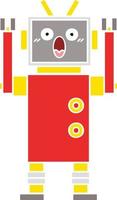 flat color retro cartoon robot vector