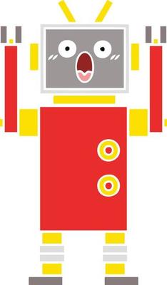 flat color retro cartoon robot