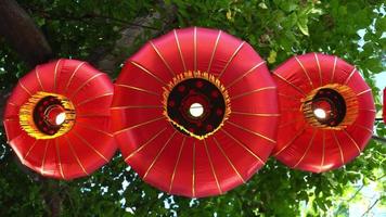 Look up red lantern with background green video