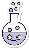 sticker of a cute cartoon test tube vector