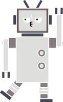 flat color retro cartoon robot vector