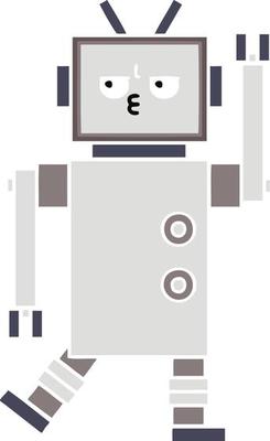 flat color retro cartoon robot