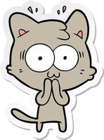 sticker of a cartoon surprised cat vector