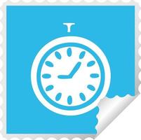 square peeling sticker cartoon time stopper vector