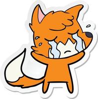 sticker of a crying fox cartoon vector