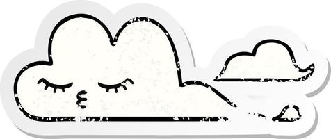 distressed sticker of a cute cartoon white cloud vector