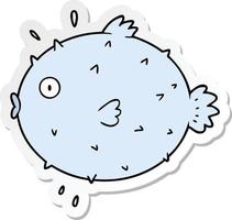 pegatina de un pez globo de dibujos animados vector