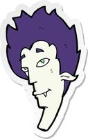 sticker of a cartoon vampire head vector