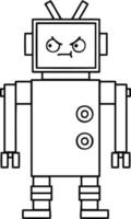 line drawing cartoon robot vector