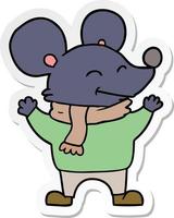 sticker of a cartoon mouse vector