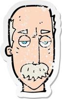 retro distressed sticker of a cartoon bored old man vector