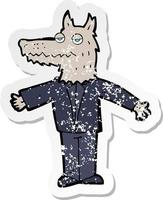 retro distressed sticker of a cartoon wolf vector