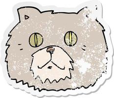 pegatina angustiada de una cara de gato de dibujos animados vector