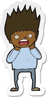 sticker of a cartoon man panicking