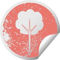 quirky distressed circular peeling sticker symbol tree vector