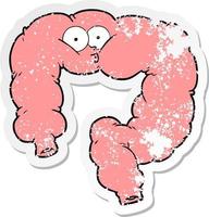 distressed sticker of a cartoon surprised colon vector