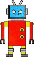 robot de dibujos animados de textura grunge retro vector