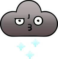 nube de nieve de tormenta de dibujos animados sombreada degradado vector