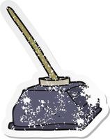 distressed sticker of a cartoon old ink pot and pen vector