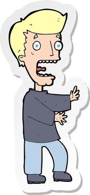 sticker of a cartoon terrified man