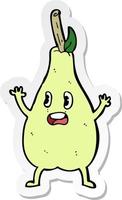 sticker of a cartoon frightened pear vector