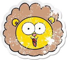 distressed sticker of a cartoon lion face vector