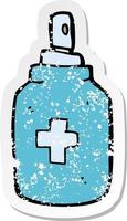 retro distressed sticker of a cartoon antiseptic spray vector