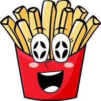 papas fritas en bolsa roja sonriendo vector