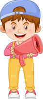 Cute boy cartoon holding megaphone vector