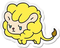 sticker cartoon kawaii cute lion cub vector