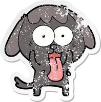 distressed sticker of a cute cartoon dog vector