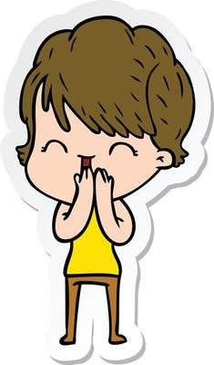 sticker of a cartoon laughing woman