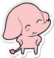 sticker of a cute cartoon elephant vector