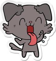 sticker of a cartoon panting dog vector