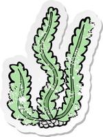 retro distressed sticker of a cartoon seaweed vector