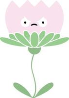 flat color retro cartoon flower vector