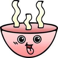 cuenco de dibujos animados sombreado degradado de sopa caliente vector