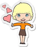 sticker of a cartoon woman in live vector