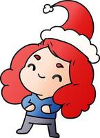 christmas gradient cartoon of kawaii girl vector