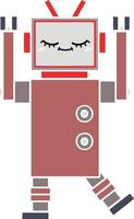 flat color retro cartoon robot vector