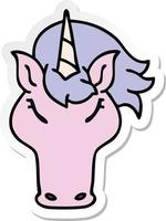 sticker of a quirky hand drawn cartoon unicorn vector