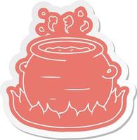 cartoon sticker of a pot of stew vector